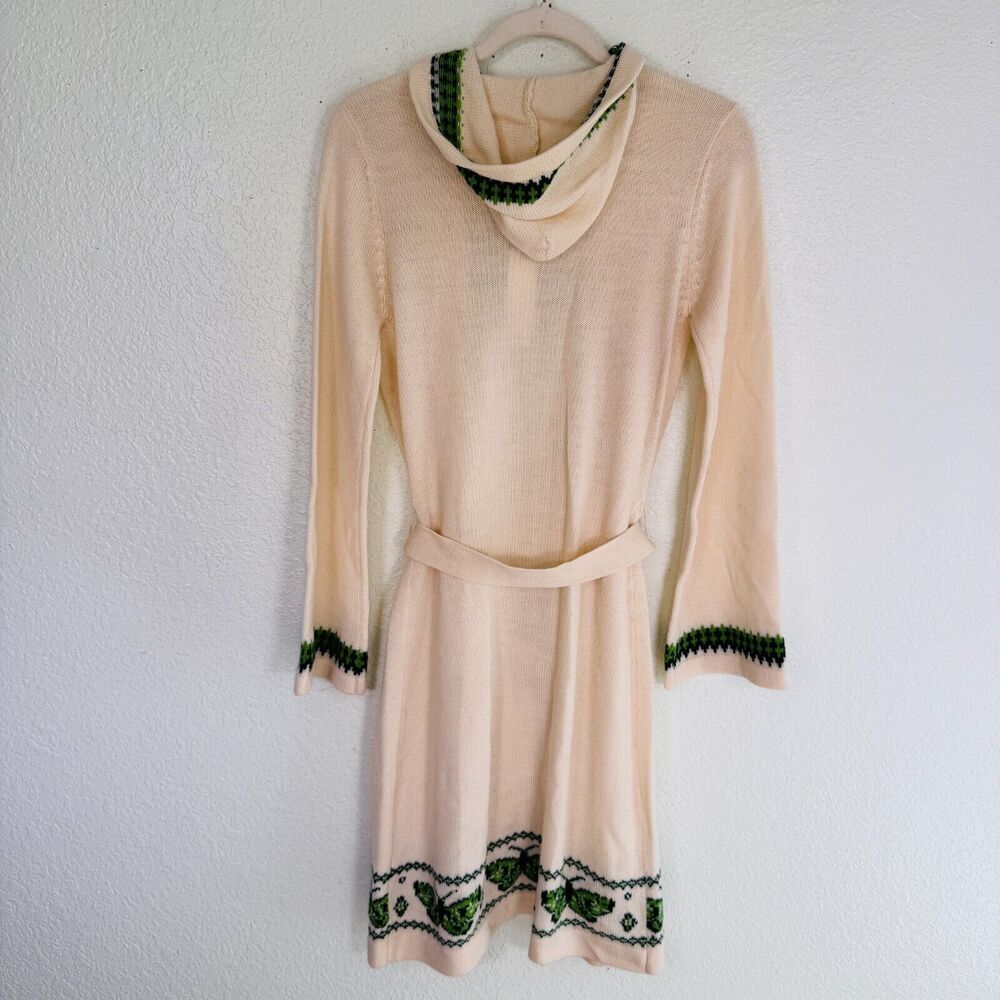 Sky Brand Cardigan Womens Small Wool Butterfly Trim Knit Belted Sweater Y2K NEW - Picture 2 of 12